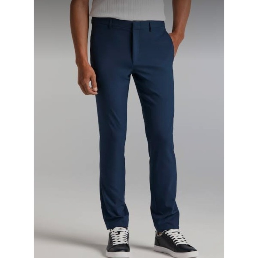 Perry Ellis Mens Slim‎ Fit Blue Dress Pants Trousers 34x29 Stretch Flat Front
